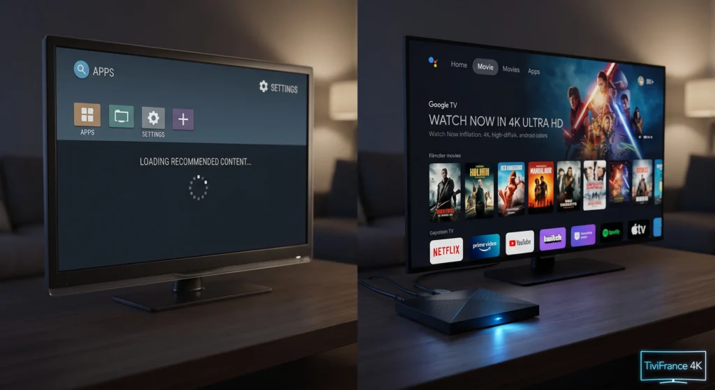 Les performances supérieures d'un boîtier IPTV face à une Smart TV classique.