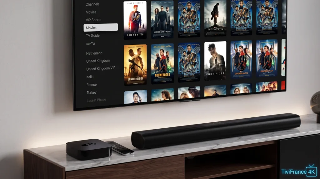 L'application iPlayTV fonctionnant parfaitement sur une Apple TV 4K.