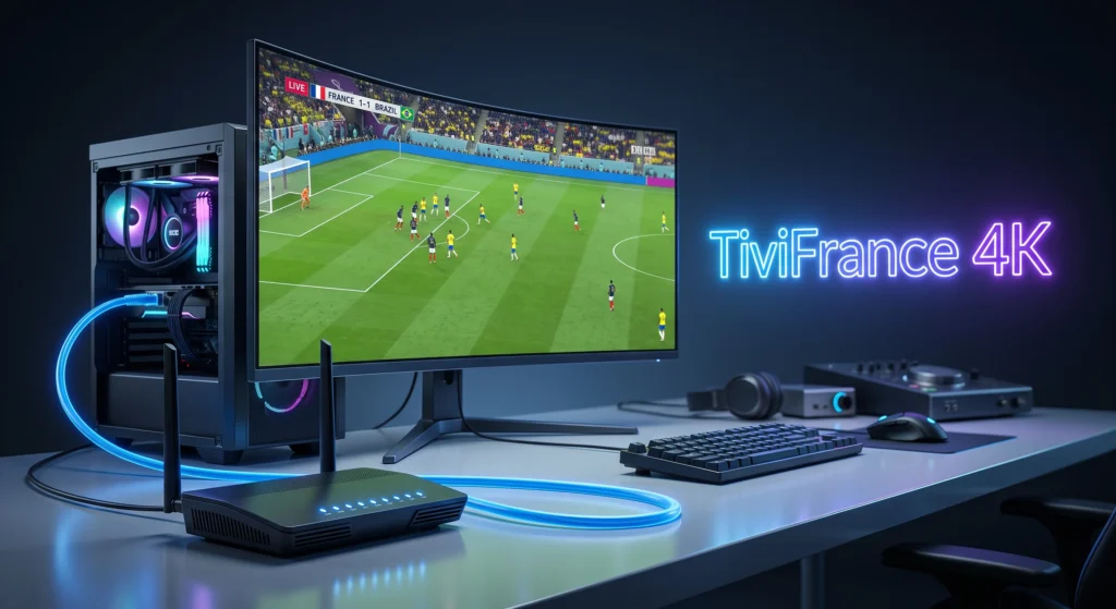 Utilisation d'un câble Ethernet pour garantir un streaming IPTV fluide sur ordinateur.