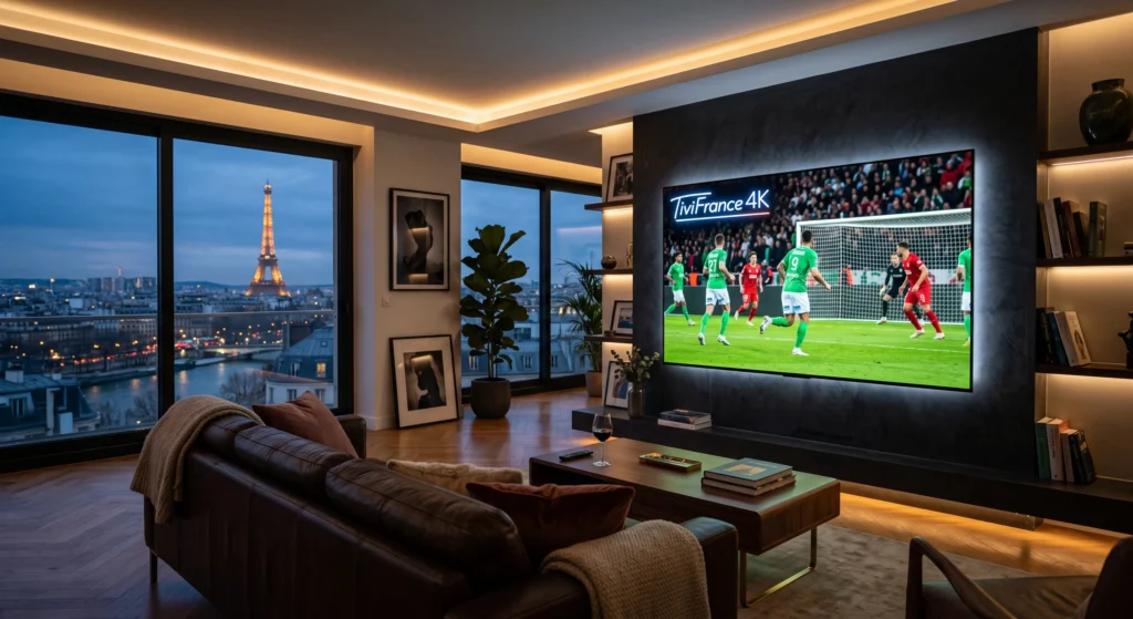 Navigation fluide dans l'interface de TiviFrance4K avec une télécommande Smart TV.