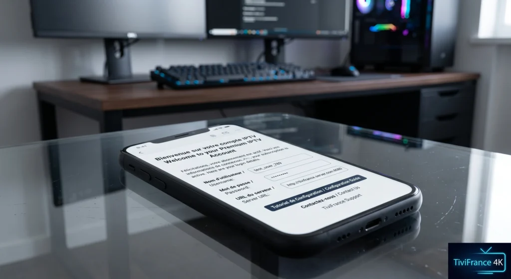 Les identifiants de connexion (Xtream Codes API) d'un compte IPTV Premium.