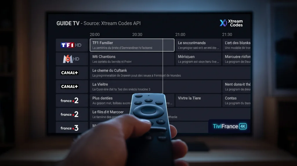 Guide TV (EPG) parfaitement synchronisé grâce à l'API Xtream Codes de TiviFrance4K